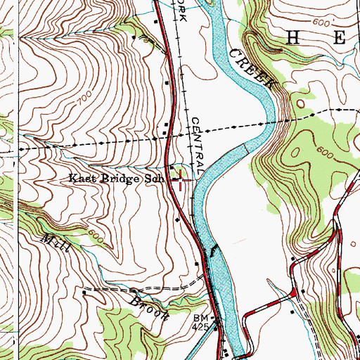 Topographic Map of Kast Bridge School (historical), NY