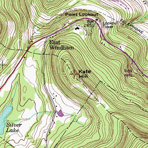 Topographic Map of Kate Hill, NY