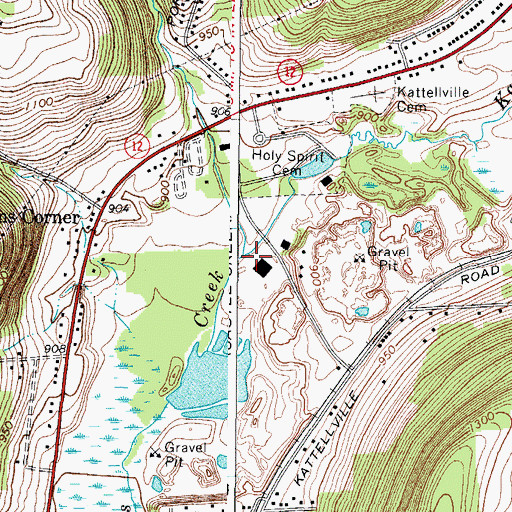 Topographic Map of Kattell Creek, NY