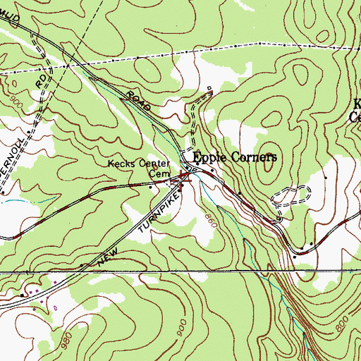 Topographic Map of Kecks Center Cemetery, NY