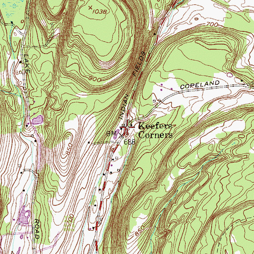Topographic Map of Keefers Corners, NY