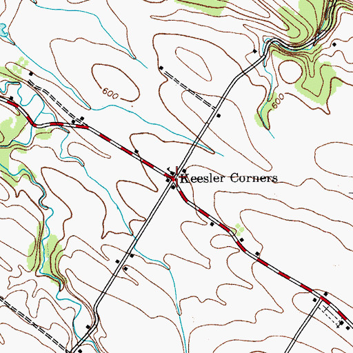 Topographic Map of Keesler Corners, NY