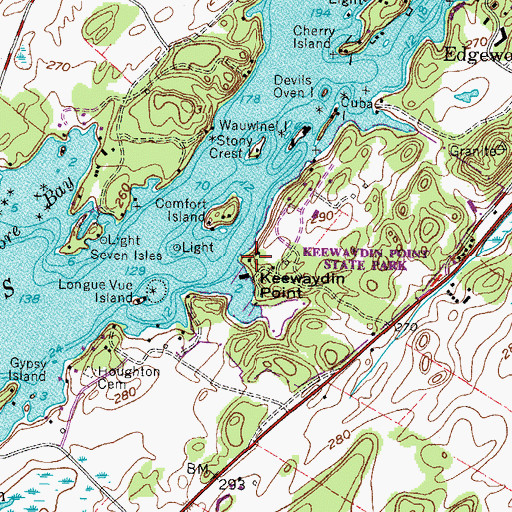 Topographic Map of Keewaydin Point, NY