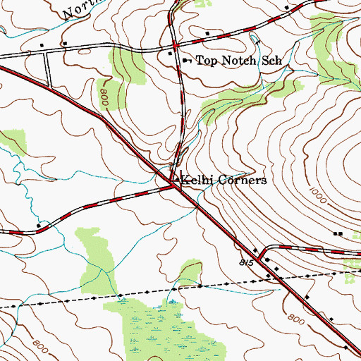 Topographic Map of Kelhi Corners, NY