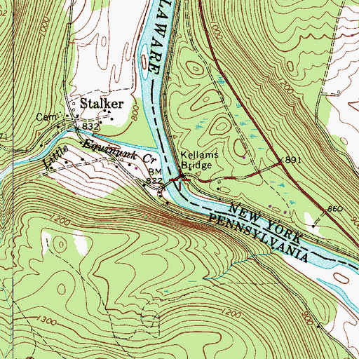 Topographic Map of Kellams Bridge, NY