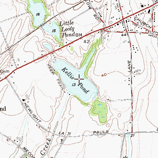 Topographic Map of Kellis Pond, NY