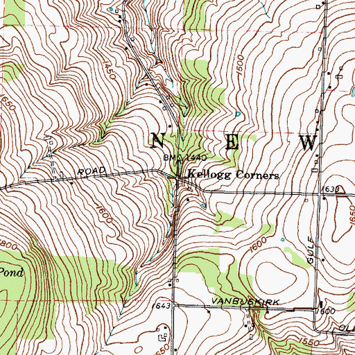 Topographic Map of Kellogg Corners, NY