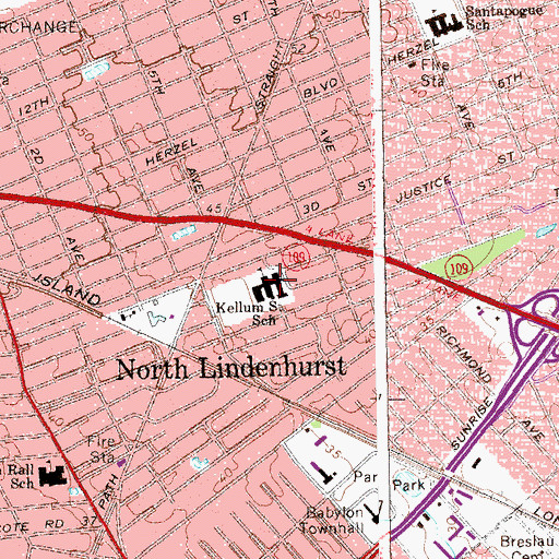 Topographic Map of Kellum Street School, NY