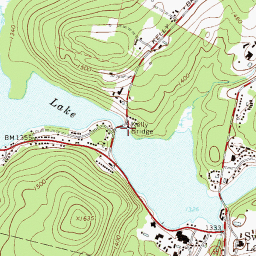 Topographic Map of Kelly Bridge, NY