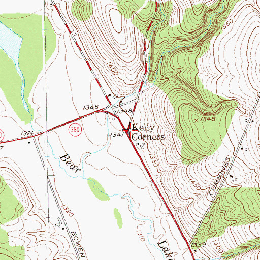 Topographic Map of Kelly Corners, NY