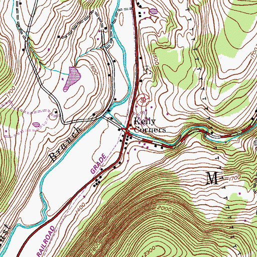 Topographic Map of Kelly Corners, NY