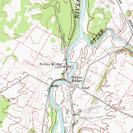 Topographic Map of Kelsey Bridge Cemetery, NY