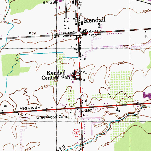 Topographic Map of Kendall Central School, NY