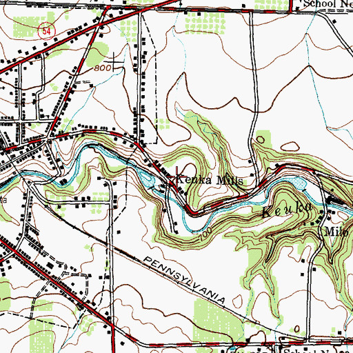 Topographic Map of Kenka Mills, NY