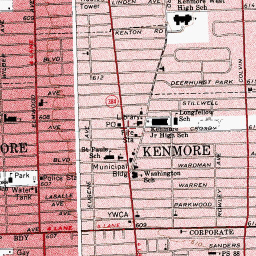 Topographic Map of Kenmore, NY