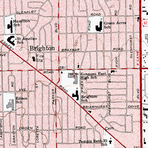 Topographic Map of Kenmore East High School, NY