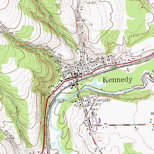 Topographic Map of Kennedy, NY