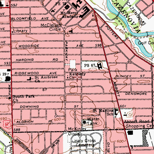 Topographic Map of Kennedy Church, NY