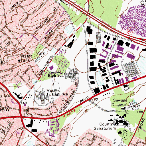 Topographic Map of Kennedy High School, NY