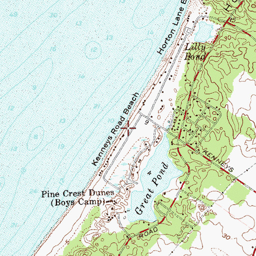 Topographic Map of Kenneys Road Beach, NY