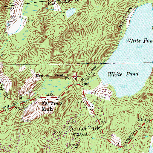 Topographic Map of Kent-Fishkill Baptist Church, NY