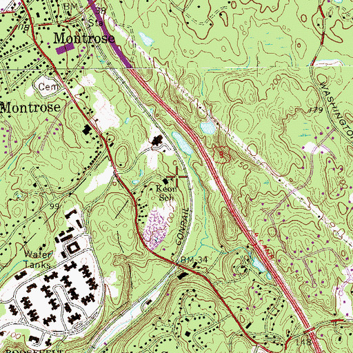 Topographic Map of Keon School, NY