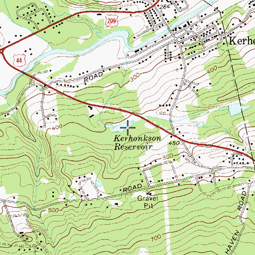 Topographic Map of Kerhonkson Reservoir, NY