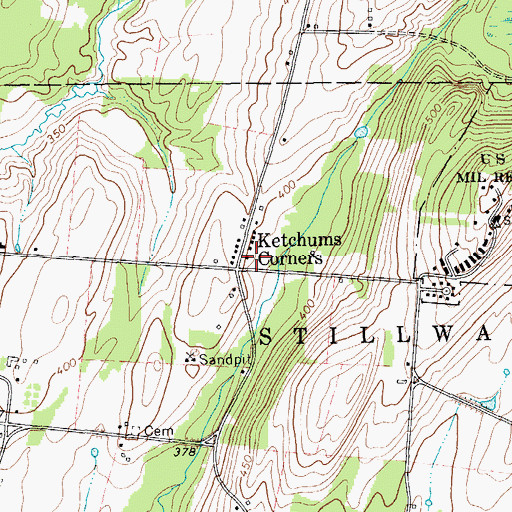 Topographic Map of Ketchums Corners, NY