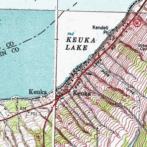 Topographic Map of Keuka, NY