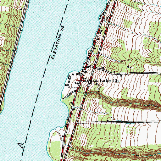 Topographic Map of Keuka Lake Church, NY