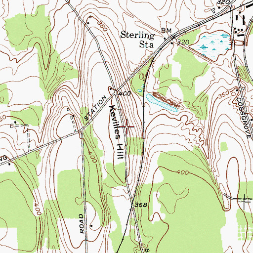 Topographic Map of Kevilles Hill, NY