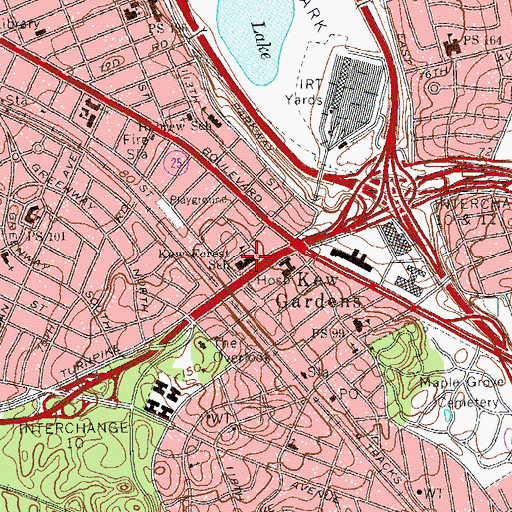 Topographic Map of Kew-Forest School, NY