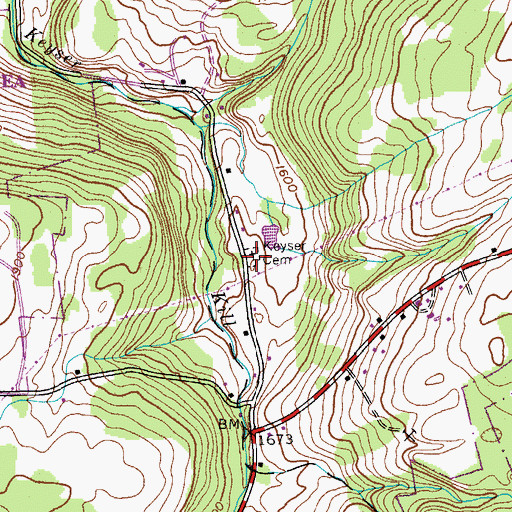 Topographic Map of Keyserkill Cemetery, NY