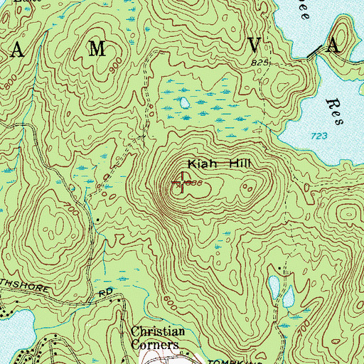 Topographic Map of Kiah Hill, NY