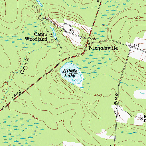 Topographic Map of Kibbie Lake, NY