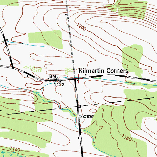 Topographic Map of Kilmartin Corners, NY