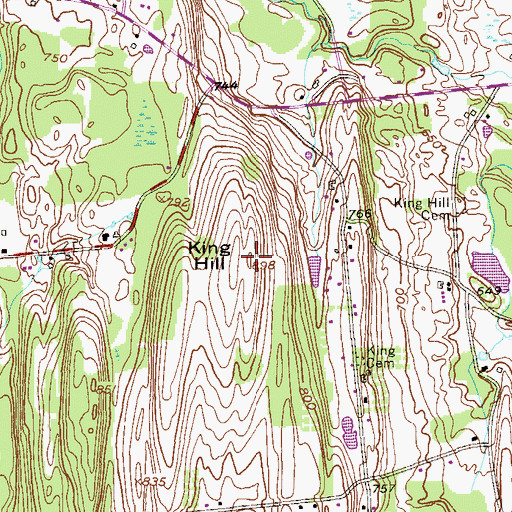 Topographic Map of King Hill, NY