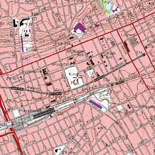 Topographic Map of Rufus King Park, NY