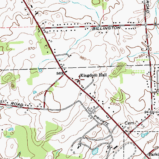 Topographic Map of Kingdom Hall, NY