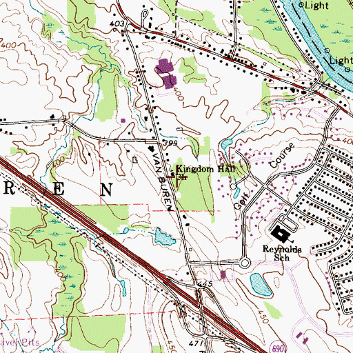 Topographic Map of Kingdom Hall Church, NY