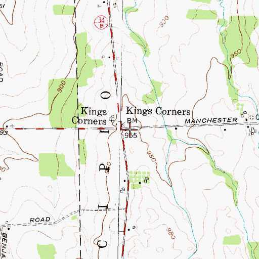 Topographic Map of Kings Corners, NY