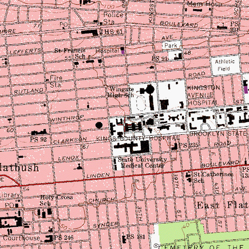Topographic Map of Kings County Hospital Center, NY