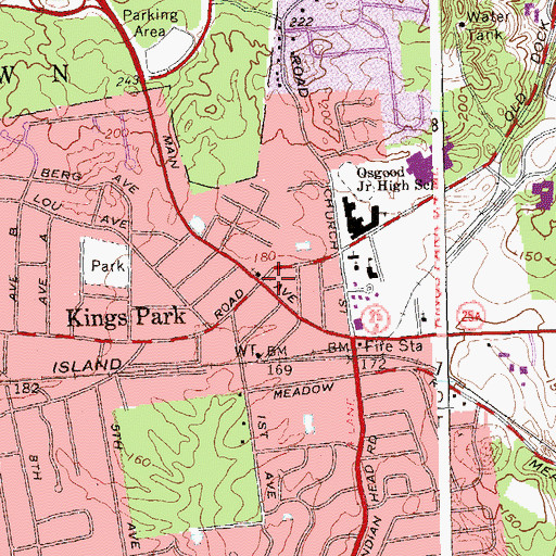 Topographic Map of Kings Park, NY