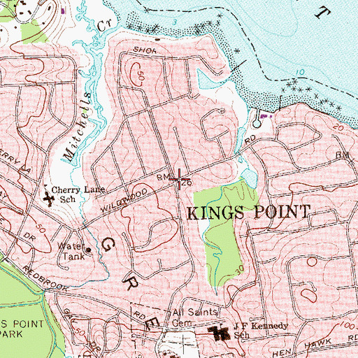 Topographic Map of Kings Point, NY