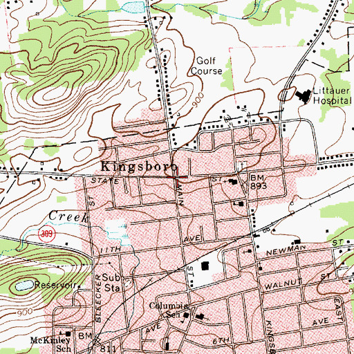 Topographic Map of Kingsboro, NY