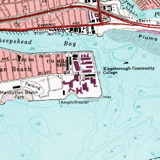 Topographic Map of Kingsborough Community College, NY