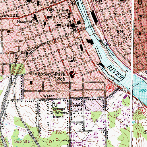 Topographic Map of Kingsford Park School, NY