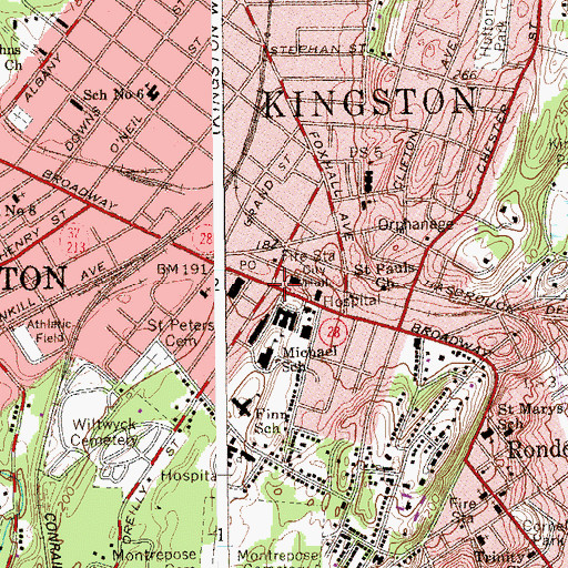 Topographic Map of Kingston, NY