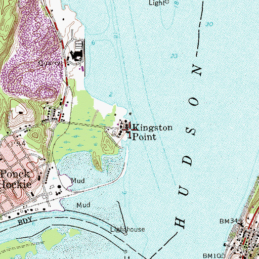 Topographic Map of Kingston Point, NY