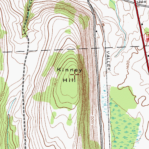 Topographic Map of Kinney Hill, NY
